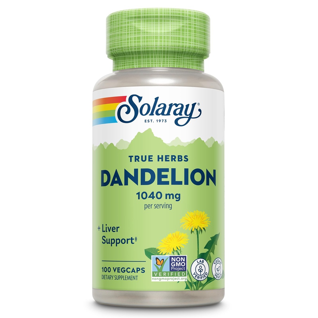 SOLARAY Dandelion Root Supplement - gezonde nier- en leverondersteuning - 1.040 mg per portie - veganistisch, lab geverifieerd, 60-dagen garantie - 50 porties, 100 VegCaps