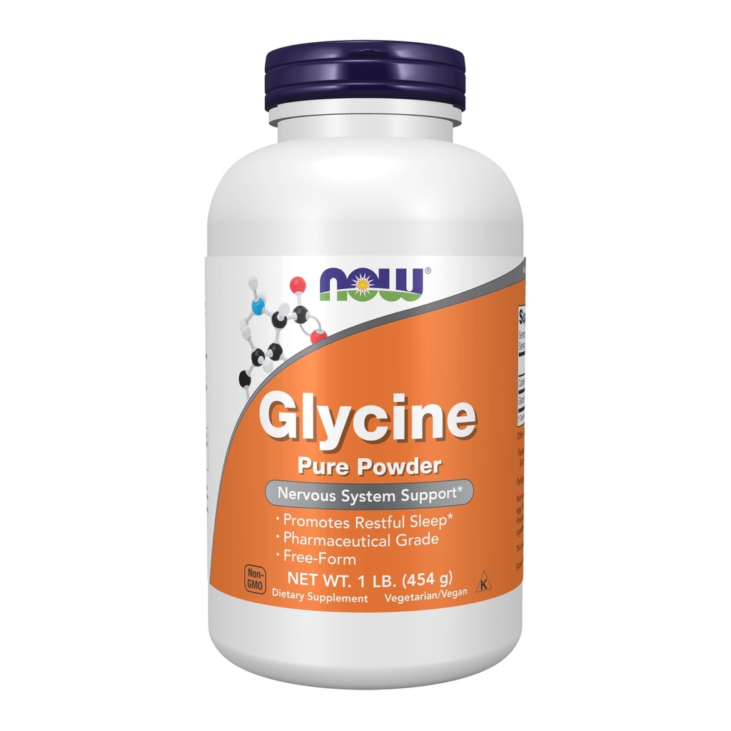 NOW Voedingssupplementen, glycine zuiver poeder, bevordert rustgevende slaap*, Neurotransmitter ondersteuning*, 1-pond
