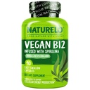 NATURELO Vegan B12 - Méthyl B12 avec Spiruline organique - Vitamine à haute puissance B12 1000 mcg Méthylcobalamine - Soutient l'humeur saine, l'énergie, le coeur et la santé des yeux - 90 capsules