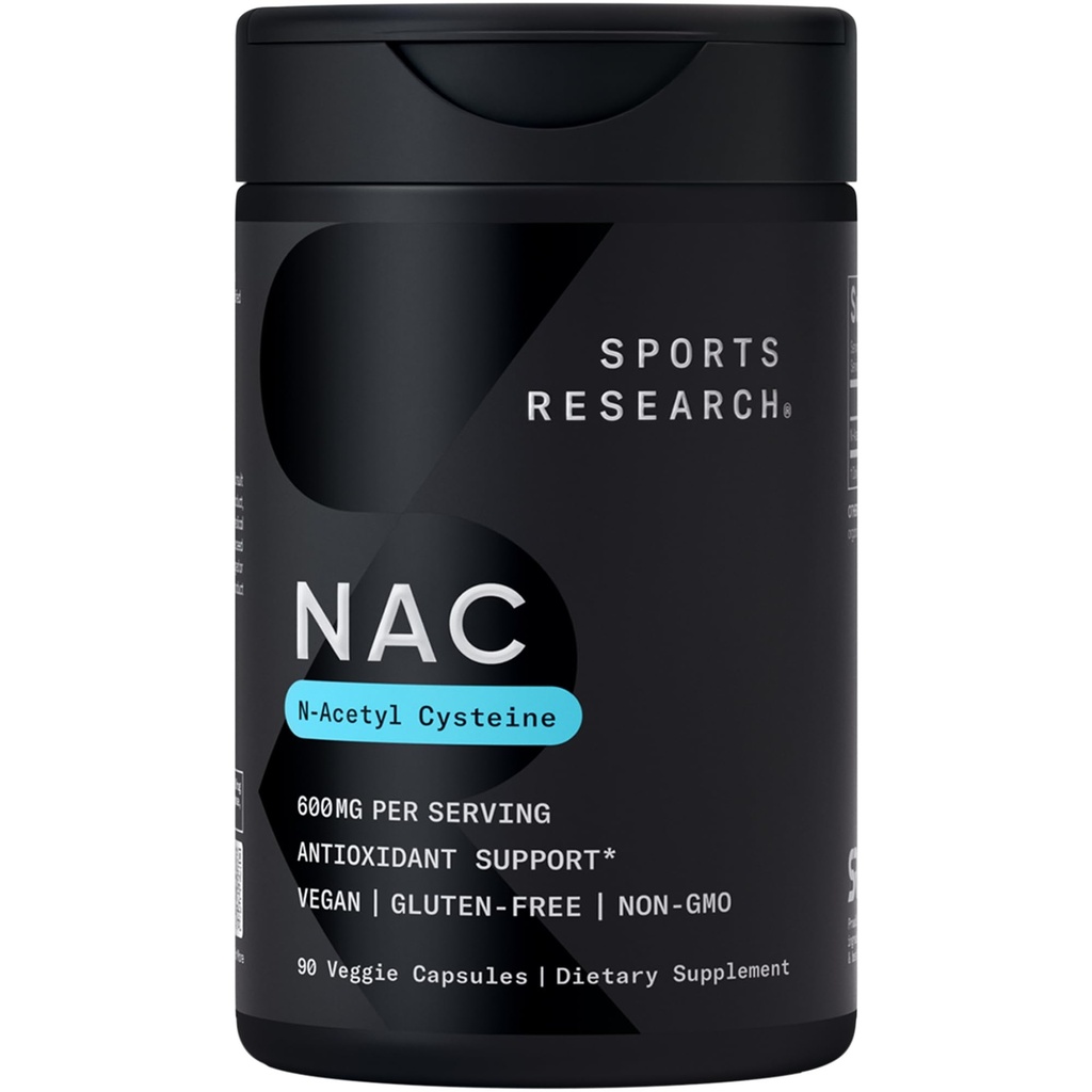 Sportonderzoek N-Acetyl L-Cysteine (NAC) 600mg, 90 Veggie Capsules - Vegan, Non-GMO, Glutenvrij.