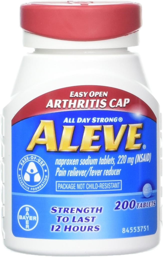 Leve tabletten met gemakkelijke Open Artritis Cap, Naproxen Natrium, 220mg (NSAID) Pijn Reliver/Fever Reducer, 200 Telling (verpakking van 2)