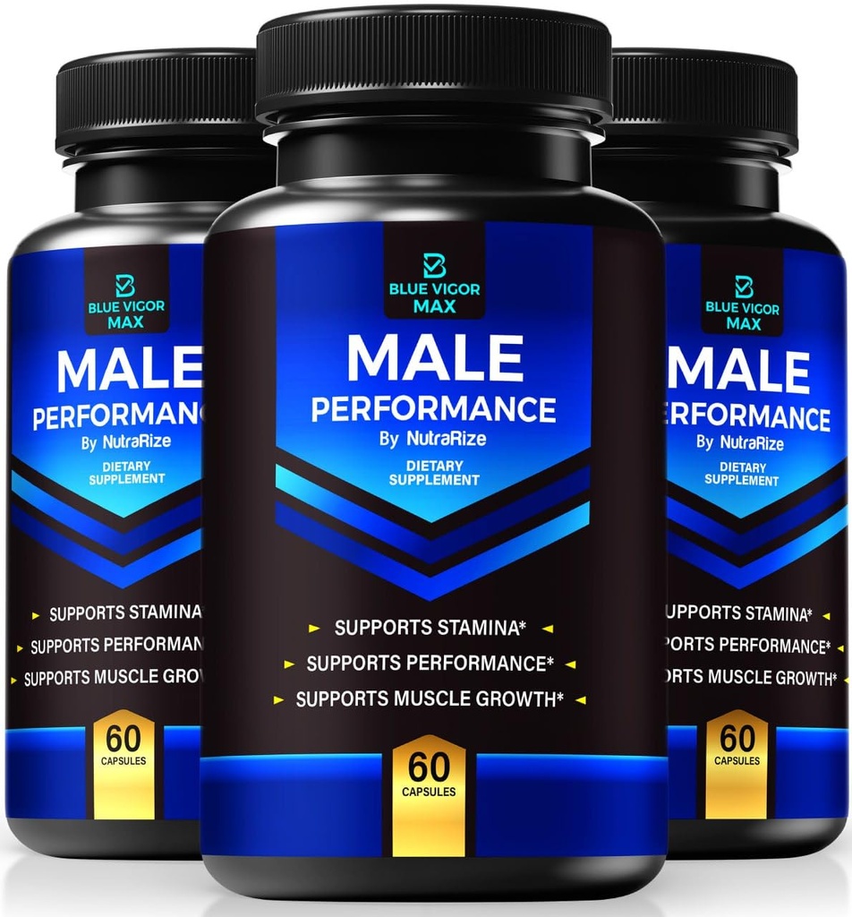(3 Pack) Blue Vigo Max Pillen voor mannen, all-natuurlijke formule voor mannelijke fitness en uithoudingsvermogen, Premium Capsules voor dagelijkse voeding, prestaties en energie, Official Supplement for Man Reviews (180 Capsules)