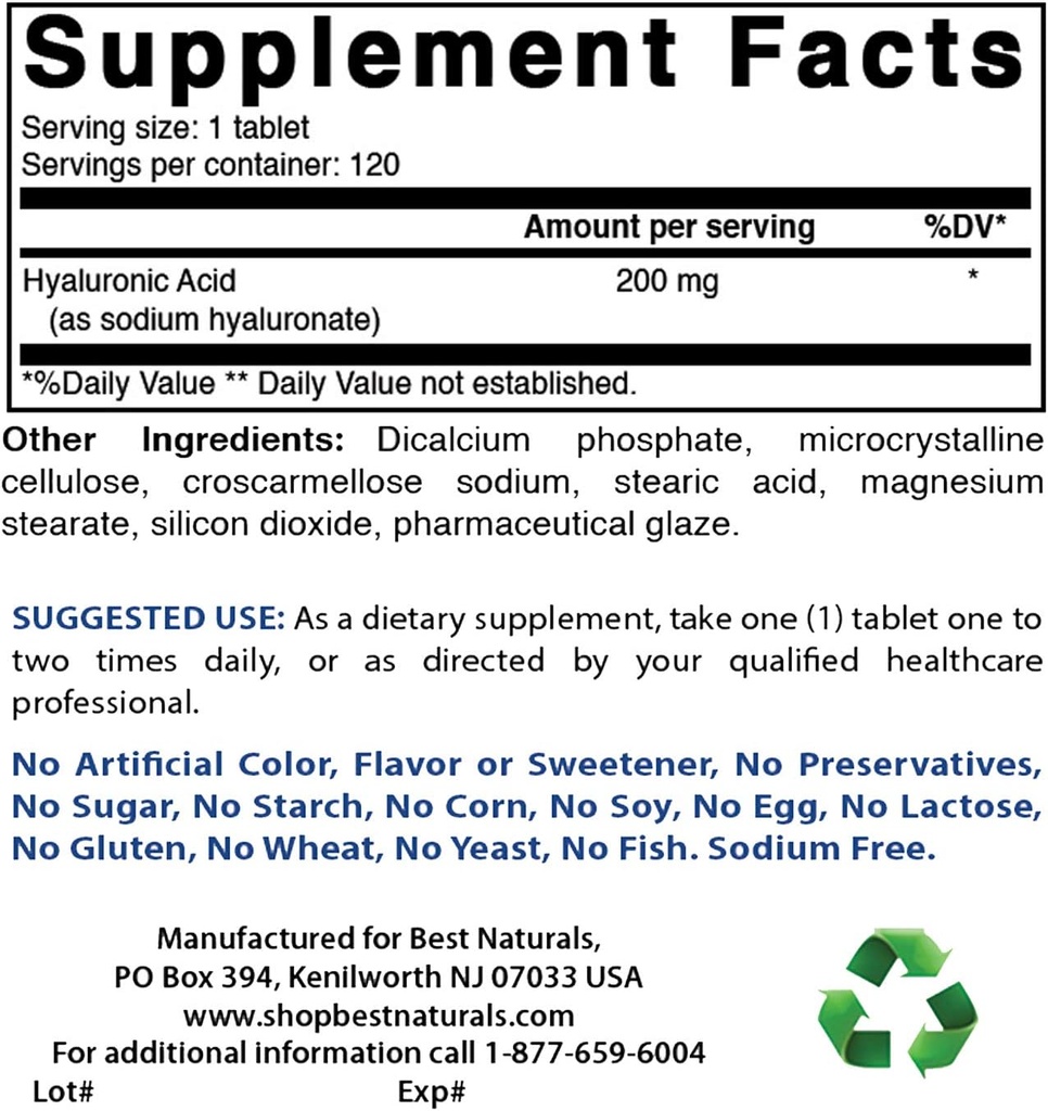 Best Naturals Hyaluronzuur 200 mg & COQ10 100 mg
