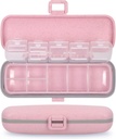 Naturetouch Pill Organizer, 7 compartiments Pill Box Portable Travel Medicine Organizer for Purse or Pocket 7 Day Pill Dispenser Storage Case with Lock for Vitamine Medication Fish Oil Suppléments Rose