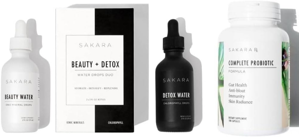 Sakara Beauty Water + Detox Waterdruppels & Complete Probiotica - Trace Mineral Drops & Chlorofyl Liquid Drops, Probiotics for Women Digestive Health