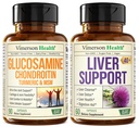 Glucosamine Chondroitin MSM met Kurkuma Boswellia & Lever Reiniging Detox & Reparatie 40+ Leversupplement met 50% Silymarin Melkdistel Extract voor gewrichts- en leverondersteuning