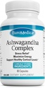 Complexe EuroMedica Ashwagandha - Supplément pour soutenir la santé adrénale - Supplément Ashwagandha avec extrait de Rhodiola Rosea - Supplément à base de plantes pour soutenir l'énergie et la concentration - 60 capsules