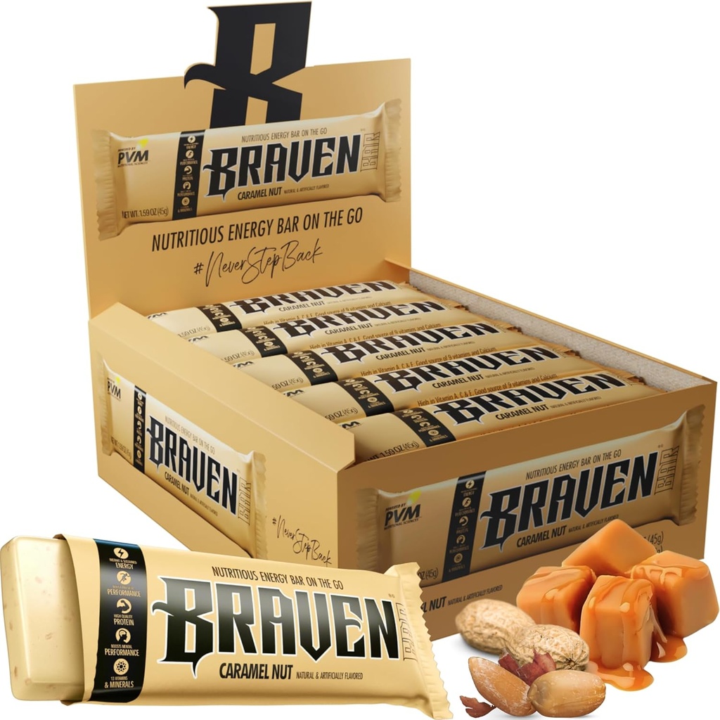Braven Bar Caramel Nut Energy Bars (1.59 oz, Pack of 20) 