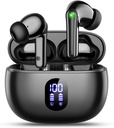 Wayness Draadloze oordopjes Bluetooth 5.3 oordopjes, Hi-Fi Stereo Bas Ear Buds met 48H Playtime & LED Display, Lichtgewicht in-Ear hoofdtelefoon met Mic, IPX7 waterdicht, Touch Control voor iPhone