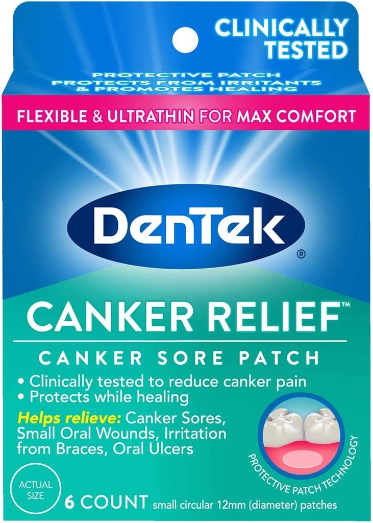 DenTek Canker Relief Canker Sore Patch Relieves Canker Pain, 6 Count (Pack of 1)