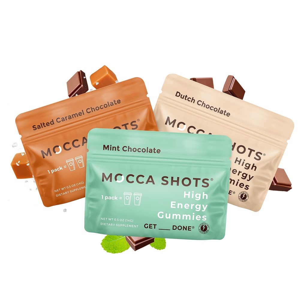 Cafeïne Energie Kauw 3-Pack, 200mg Cafeïne per Pack! Cafeïne Boost, Koffie Energie Gummy, Mocca Shots Hoge Energie Gummies, Vegan, Plant-Based, Gluten-Free (verpakking van 3)