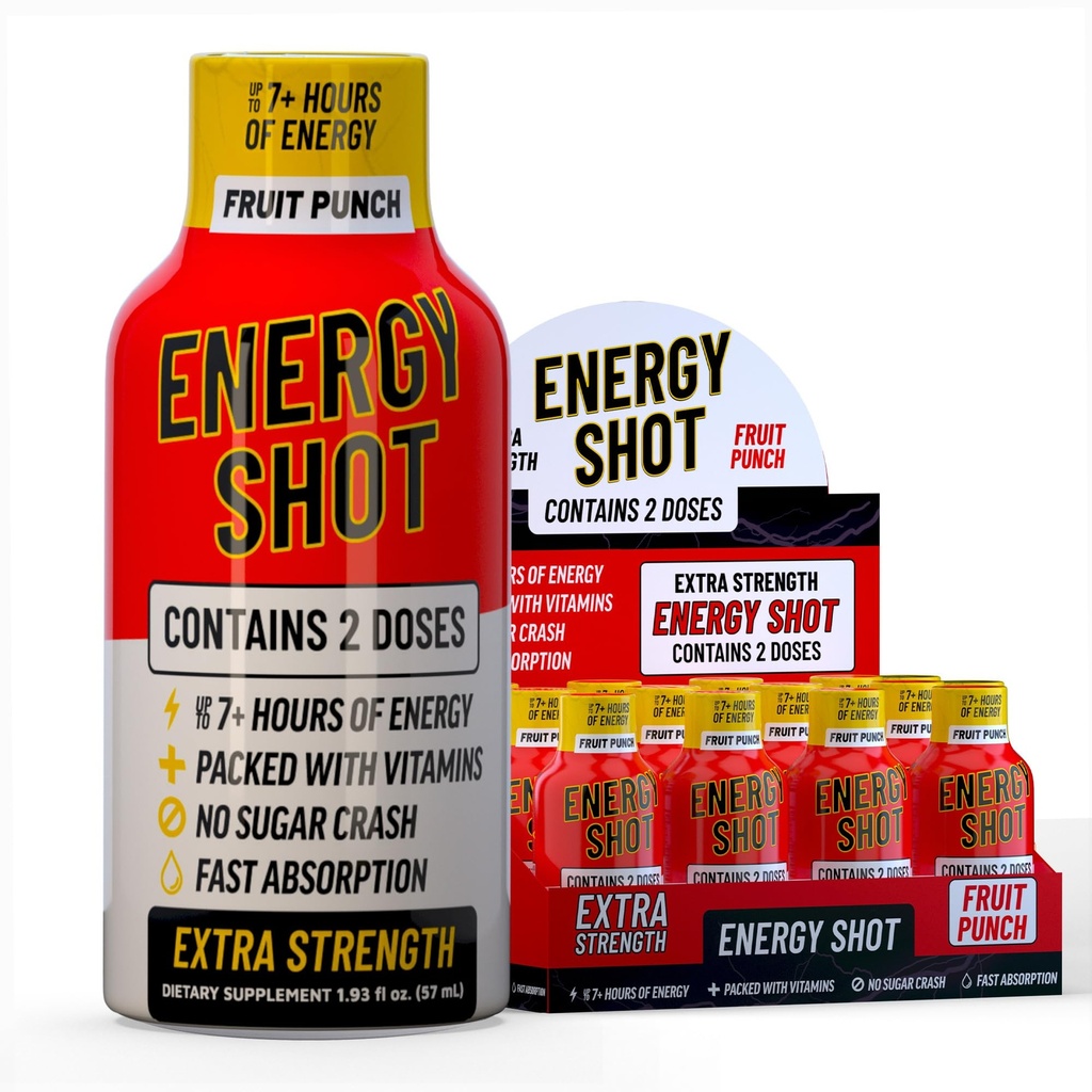 Fruit Punch Extra sterkte Energie Shot 12 pk 