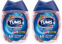 TUMS Chewy Bites Antacid Tablets voor Kauwbare Heartburn Relief en Acid Indigestie Relief, Assorted Berrys - 60 Tellen (Pack of 2)