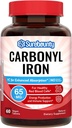 Carbonyl ijzer, met natuurlijke vitamine C, zacht op de maag, hoge absorptie, voor rode bloedcelfunctie, energie ondersteuning, Vegan, 60 Tabs