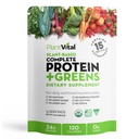 Poudre de protéines végétales organiques non aromatisées Plantvital - 15 superaliments, légumes et probiotiques - Poudre de protéines végétales organiques - Tous les BCAA, sans gluten - 16oz -1 Pochette
