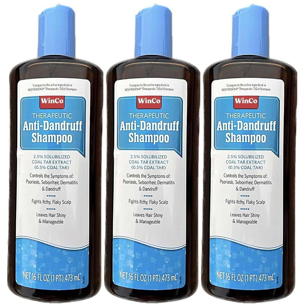 3 Pack Therapeutic Coal Tar Gel Shampoo Anti Dandruff - Psoriasis, Seborrheic Dermatitis, 16 oz elke fles - grote grootte - T Gel