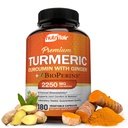 NutriFlair Kurkuma Curcumine met gember en bioperine zwarte peper supplementen, 180 capsules - 95% Curcuminoïden - Gezamenlijke ondersteuning, Antioxidant, Antiveroudering - Natuurlijke, Niet-GMO, Vegan Best Maximale Potency