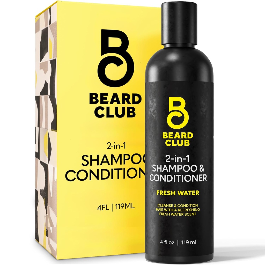 De Beard Club Heren 2 in 1 Shampoo en Conditioner Set - Sulfate Gratis, Moisturizing, Citrus Geparfumeerd voor krullende haarverzorging en droge Scalp Care