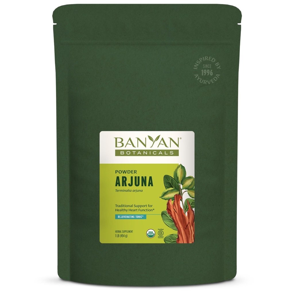 Banyan Botanicals Arjuna Poudre d'écorce – Arjuna biologique (Terminalia Arjuna) – Supplément de santé cardiaque à base de plantes naturelles et tonique rajeunissant* – 1 lb – Vegan non-OGM d'origine durable