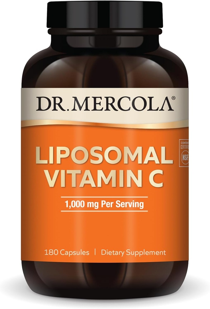 Mercola Liposomale Vitamine C, 1000 mg per portie, 90 porties (180 capsules), Dieetsupplement, Ondersteunt Immune Health, Niet GGO, NSF gecertificeerd