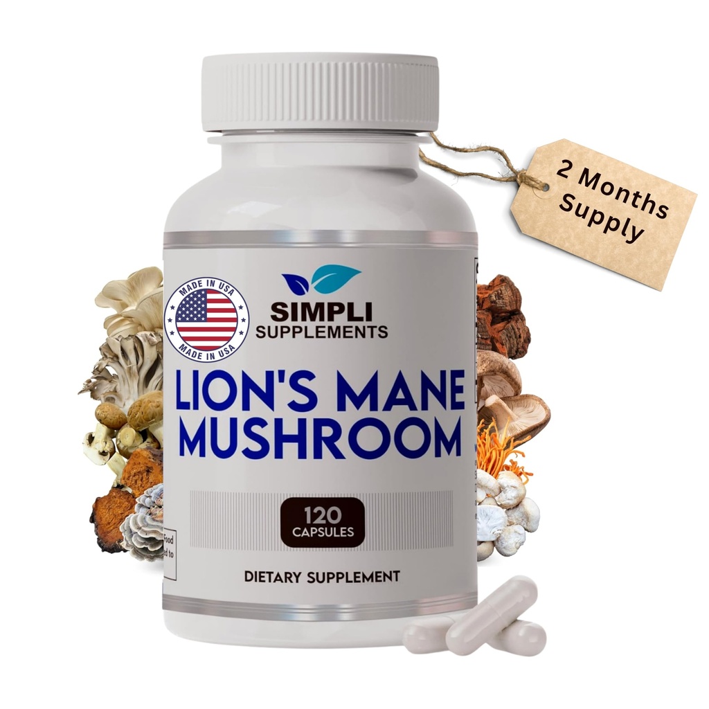 Lion's Mane Mushroom Capsules de vrais champignons bio Lion's Mane Poudre Supplément pour la fonction cognitive et le soutien immunitaire