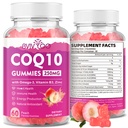 Sugar-Free CoQ10 Gummies 250mg, Plus Omega-3, Vitamine B3 & Zink, Magnesium - Hoge Absorptie Co-enzym Q10 Supplementen voor de gezondheid van het hart, Cellular Energy, & Antioxidant Ondersteuning, 60 Tellen
