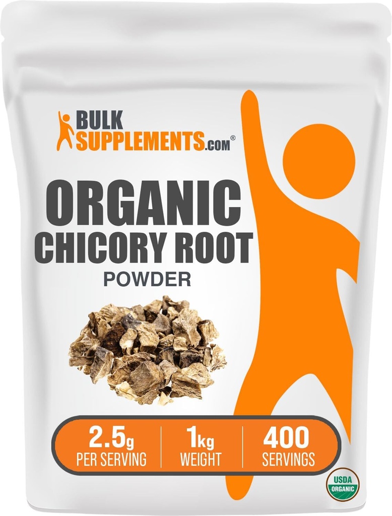 BulkSupplements.com Biologische Chicory Root Powder - Chicory Root Supplement, Chicory Root Coffee Alternatief - Fiber Supplement, Glutenvrij, 2,5 g per portie, 1kg (2,2 lbs) (pack van 1)