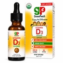 GreenPeach Liquid Vegan Vitamine D biologique 400 à 1600 UI - D3 gouttes pour les enfants, les bébés et les nourrissons, Vitamine D gouttes pour bébés, naturel, 60 portions