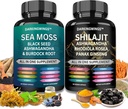 Shilajit en zee mos combo -Sea Moss 3000mg, Black Seed Oil 2000mg, Ashwagandha 2000mg, Shilajit 9000mg, Rhodiola Rosea1000mg,Panax Ginseng1500mg 