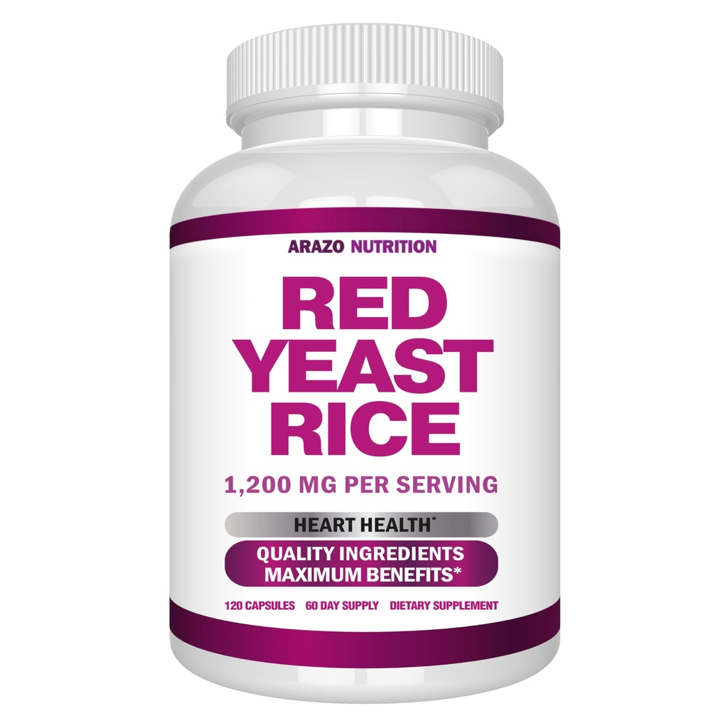 Arazo Nutrition Red Gist Rice Extract 1200 MG Citrinine Free Supplement 