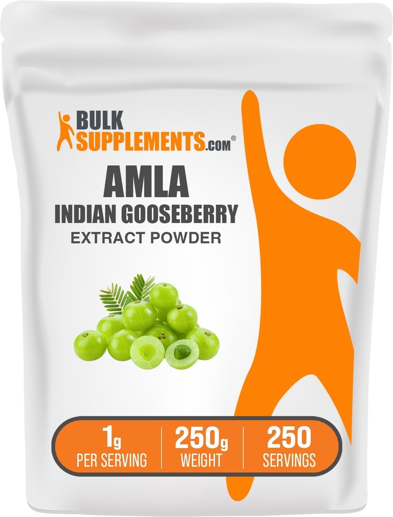 BulkSupplements.com Amla Extract Powder - Indian Gooseberry Extract, Amla Powder - Glutenvrij, 1g per portie, 250g (8.8 oz) (verpakking van 1)