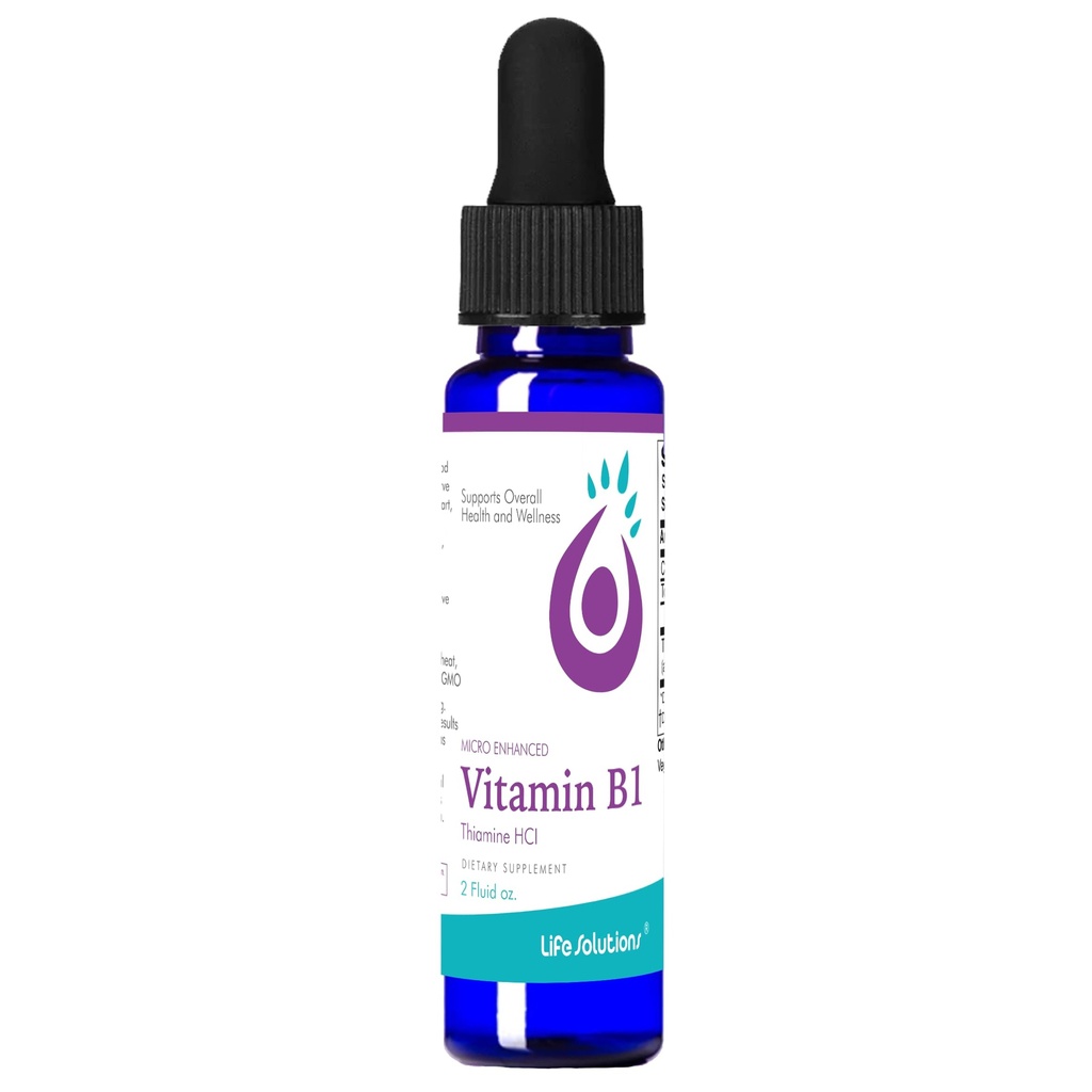 Life Solutions Vitamine B1 Dropper 2 oz - Thiamine B1 Supplement - Essentiële B1 Vitaminen voor energie Boost en zenuwstelsel Ondersteuning - vloeibare formule voor gemakkelijke absorptie