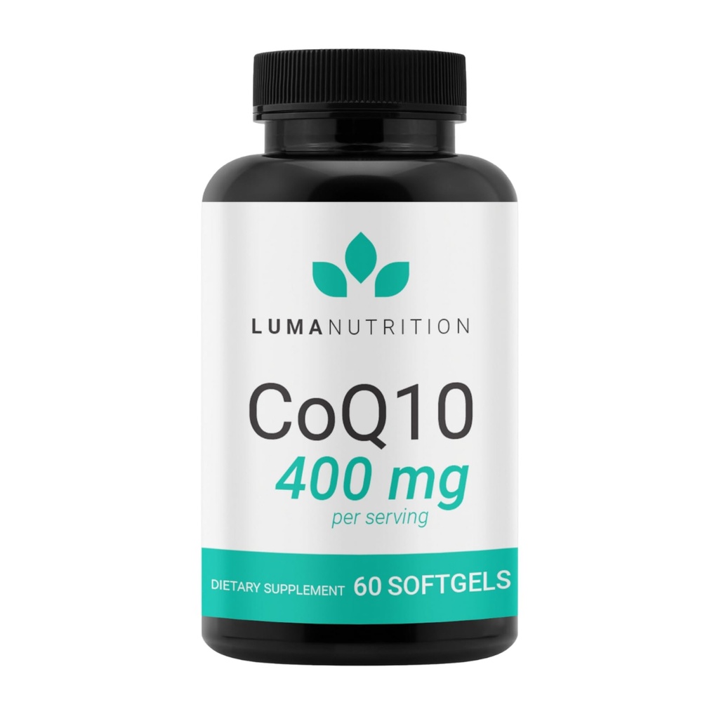 Luma Nutrition CoQ10 400mg Softgels - High-Absorptie Co-enzym Q10 - Co Q-10 200mg / 400mg Per Serving - Heart Health - 60 Liquid Softgels