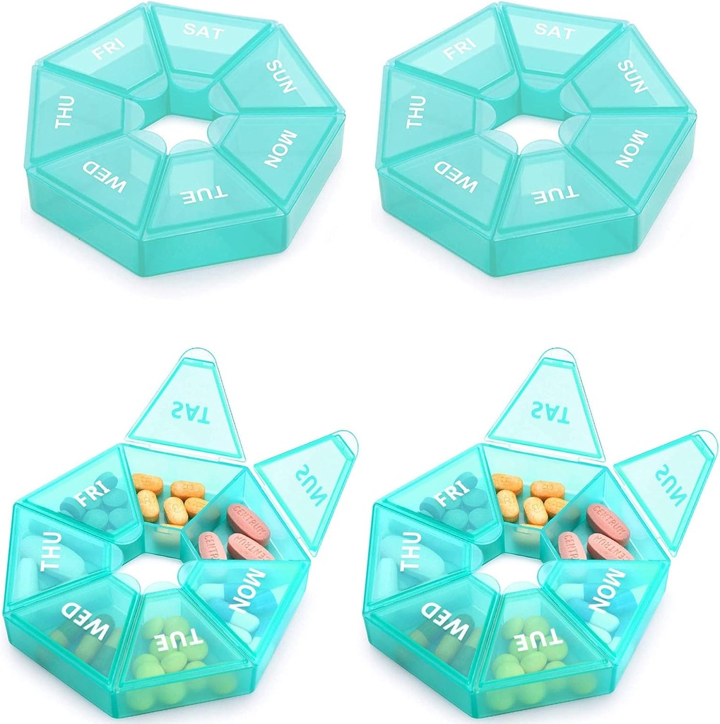 Organisateur hebdomadaire Grande boîte à pilules de 7 jours Organisateur Daily Medicine Case for Vitamine Fish Oil Pills Suppléments Arthrite Friendly