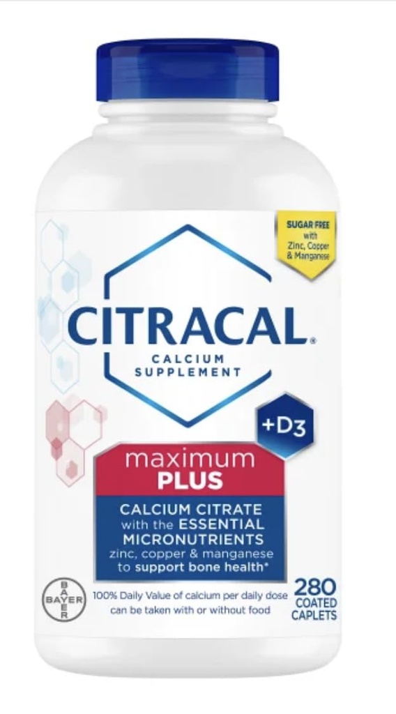 Supplément Citra-Cal Plus D3 avec zinc, cuivre, magnésium, maximum Plus, 280 Compte