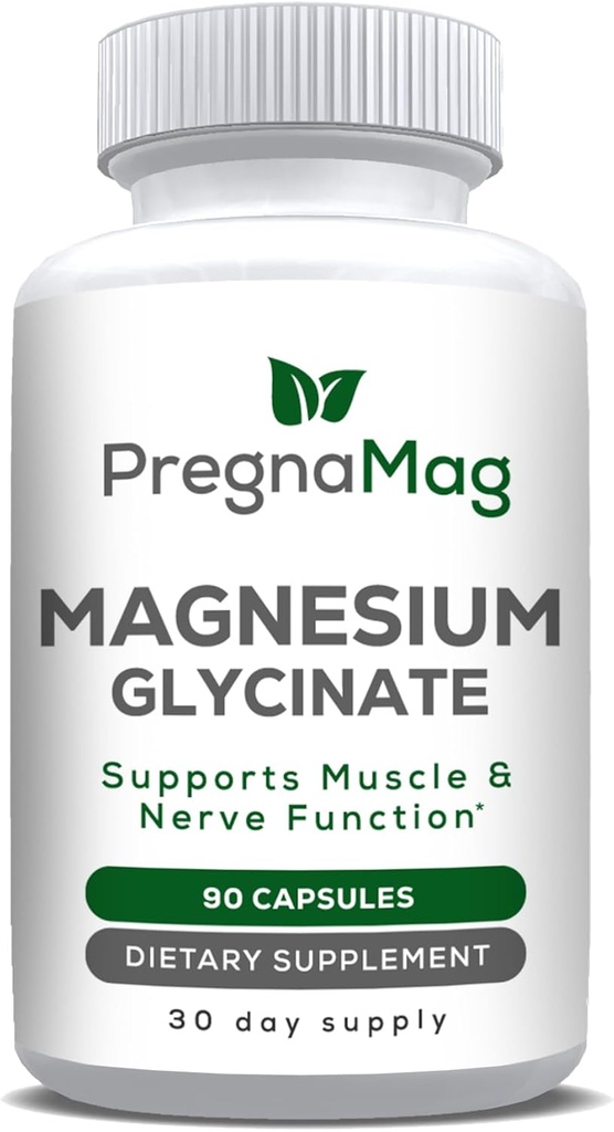 Magnesium Glycinate - PregnaMag - 275mg - Niet-gebufferd Magnesium Bisglycinate Spier, Hart, Zenuw, Gut, Bone Support, Hoge Absorptie, Diglycinaat, Zwangerschap, Kalmeren, Spierontspanning en Herstel