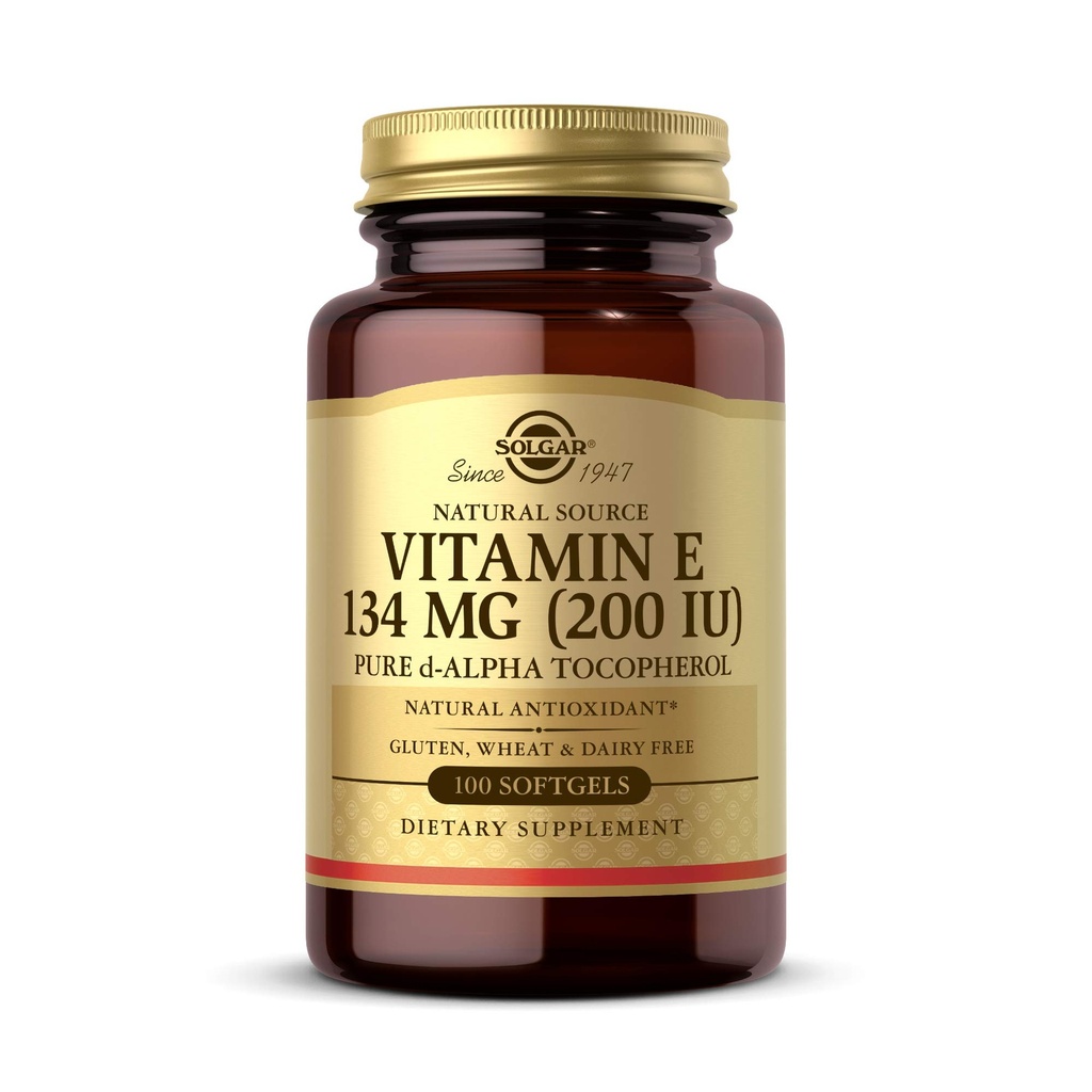 Solgar Vitamine E 200 UI Alpha, 100 softgels - Antioxydant, Vieillissement en santé, Peau saine, Système immunitaire Soutien - Source naturelle Vitamine E - Sans gluten, sans lait - 100 portions
