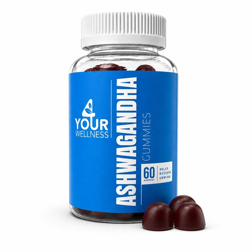 Ashwagandha Gummies Mixed Berry KSM-66, Lion's Mane, Vitamin-D, Non-GMO, Glutenvrij, Gelatine Vrij & Kosher (60 Count (Pack of 1))
