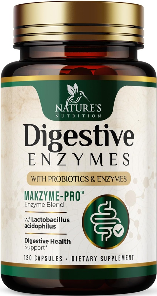 Digestieve enzymen - Superdigestieve multi-enzyme complex voor opgeblazen & Gut Health Ondersteuning met bromelaïne, papaïne, probiotica & prebiotica - Digestie Gezondheidsondersteuning voor vrouwen & mannen - 120 capsules