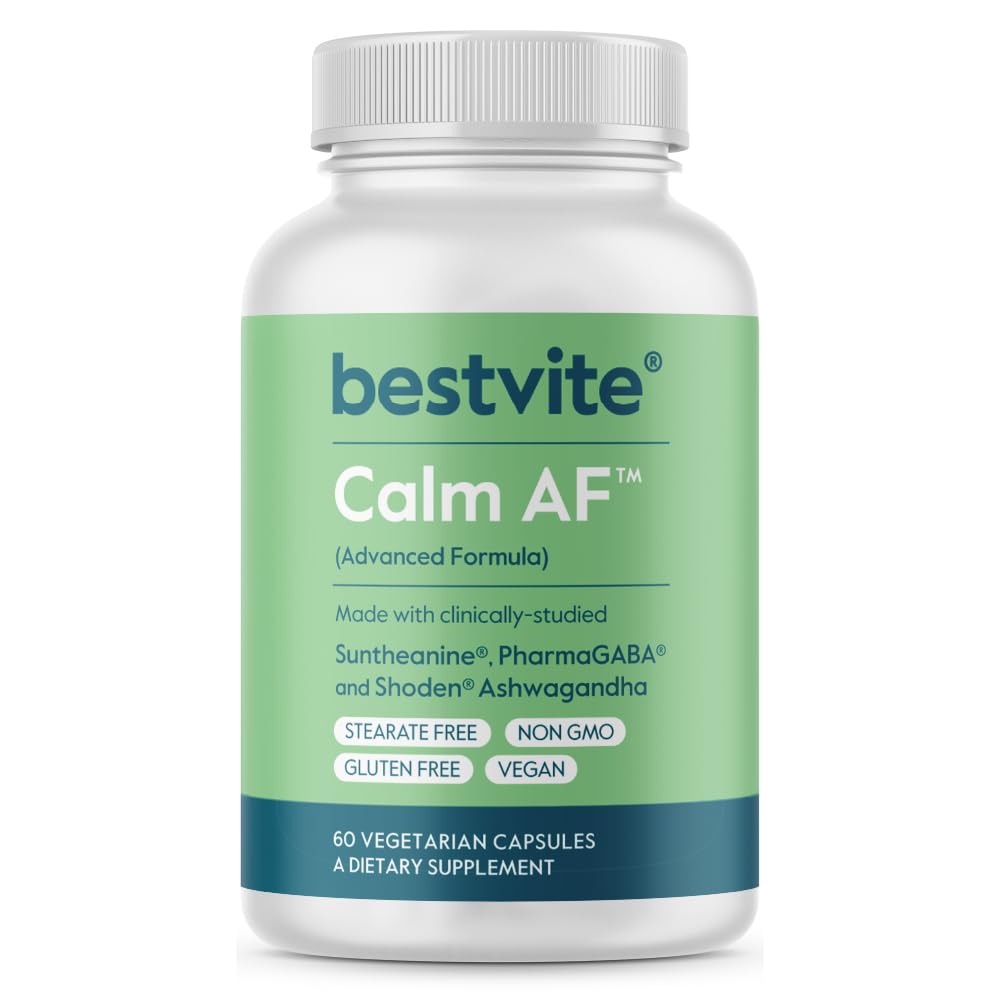 Calm AF (Advanced Formula) (60 Veggie Caps) - Klinisch bestudeerd Shoden Ashwagandha, Suntheanine L Theanine, PharmaGABA - No Stearates - Vegan - Non GMO - Glutenvrij - Ashwagandha & GABA Supplementen