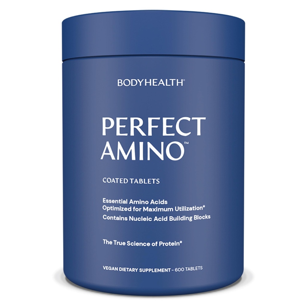 BodyHealth PerfectAmino (600 ct) Makkelijk door te slikken tabletten, essentiële Aminozuren Supplement met BCAA's, Vegan Protein voor Pre/Post Workout & Muscle Recovery met Lysine, Tryptofaan, Leucine, Methionine