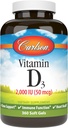 Carlson - Vitamine D3, 2000 IE (50 mcg), Bone Health, Muscle Health, Cholecalciferol, Vitamine D Supplementen, Vitamine D3 Zachte Gels, 360 Softgels