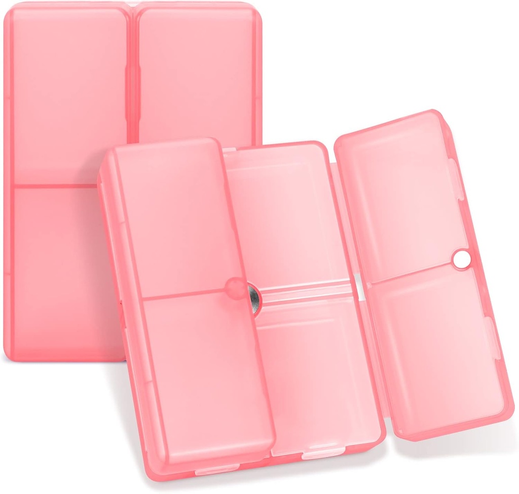 FYY Daily Pill Organizer, 7 Compartments Portable Pill Case Travel Pill Organizer, [Folding Design] Pill Box voor Purse Pocket om vitamines te houden, Cod Lever Olie, Complements en Medication-Clear Red