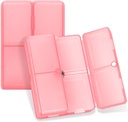 FYY Daily Pill Organizer, 7 Compartments Portable Pill Case Travel Pill Organizer, [Folding Design] Pill Box voor Purse Pocket om vitamines te houden, Cod Lever Olie, Complements en Medication-Clear Red