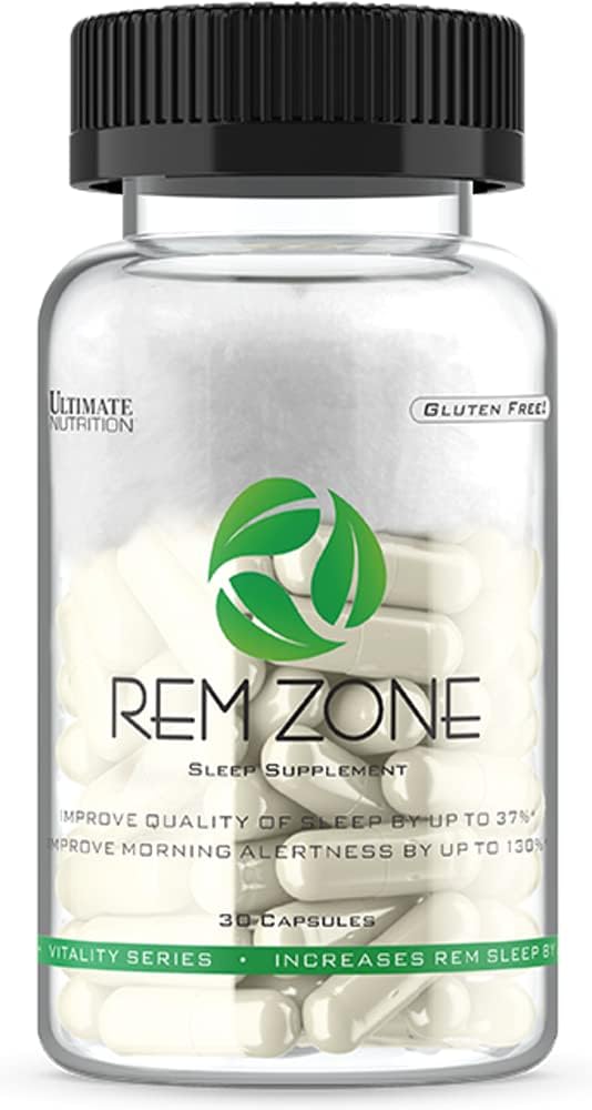 Ultimate Nutrition REM Zone Supplement, Uitgebreide formule voor rust, Kruiden voor een betere nachtsnooze, Glutenvrije, 30 Vegan Capsules