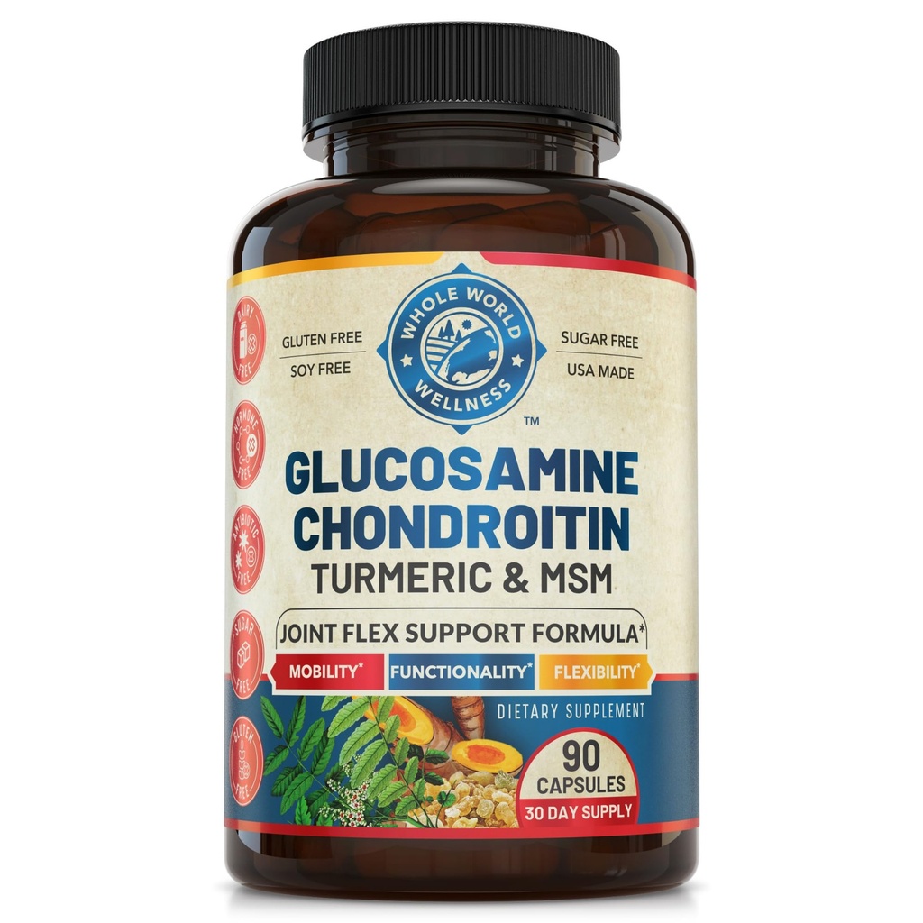 Supplément de soutien conjoint avancé avec Glucosamine Chondritin MSM Turmeric Boswelia. Soutient la réponse inflammatoire, le soulagement du malaise pour les mains de genou et les articulations. Certifié NSF, USA Made. 90 Compte