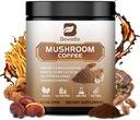 250g Mushroom Café - Lions Mane Mushroom Poudre Café instantané avec Lion's Mane, Reishi, Chaga, Cordyceps, Turquie Tail, Arabica - Champignons Coffe Blend Soutien Gut, Focus, Santé du cerveau
