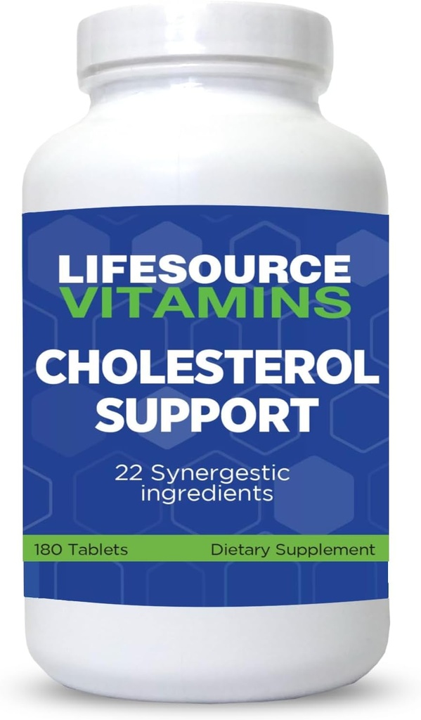 LifeSource Vitamines Soutien au cholestérol - 28 Tous les ingrédients naturels synergiques - Soutien au cholestérol et au triglycéride Cela peut améliorer la santé cardiaque et cardiovasculaire (180 comprimés)
