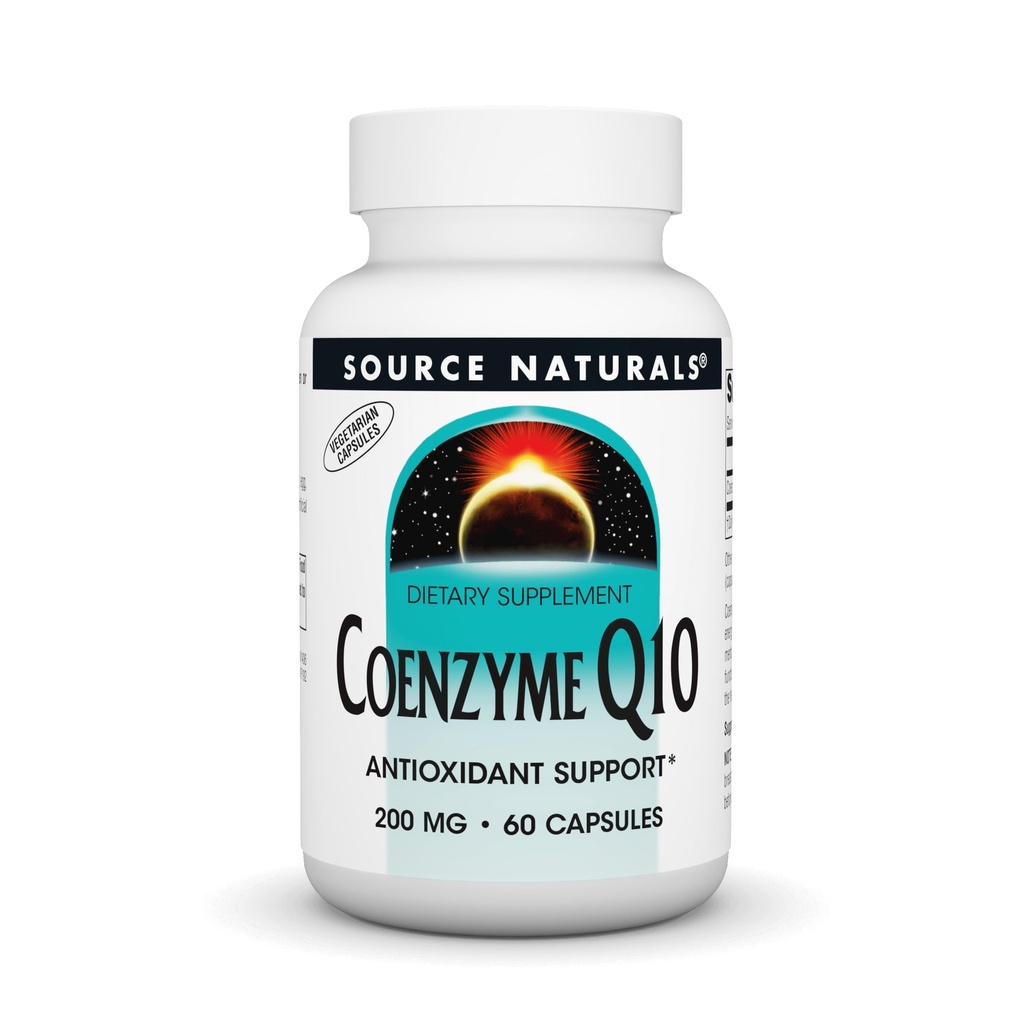 Bron Naturals Co-enzym Q10 Antioxidant Ondersteuning 200 mg voor hart, hersenen, immuniteit, & lever ondersteuning - 60 Vegetarische Capsules