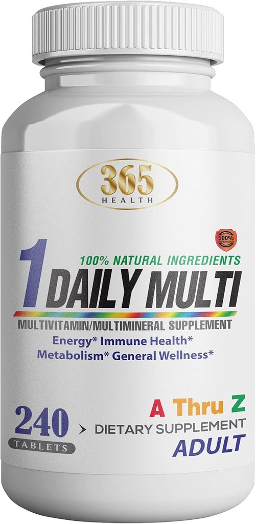 Multivitamine, Multiminerale Supplement w/Antioxidanten, Zink, Vitamine D3 & B Vitaminen, Glutenvrij, Non-GMO Ingrediënten - (240 Aantal) 365 Gezondheid